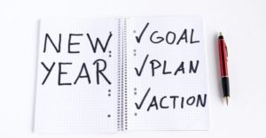 New Year Resolution diary - goal, plan, action checkmarks